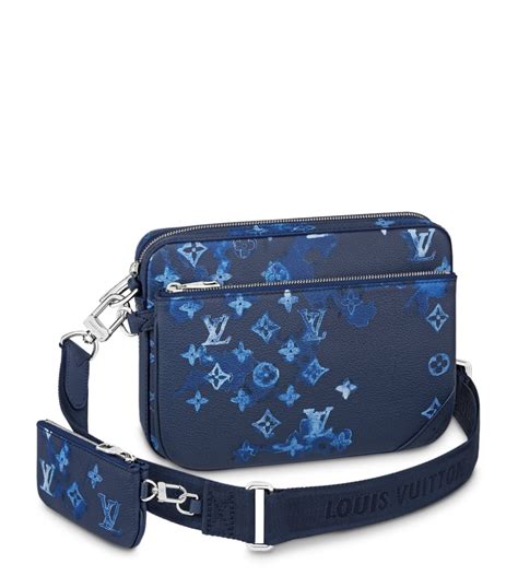 lv trio messenger bag blue.